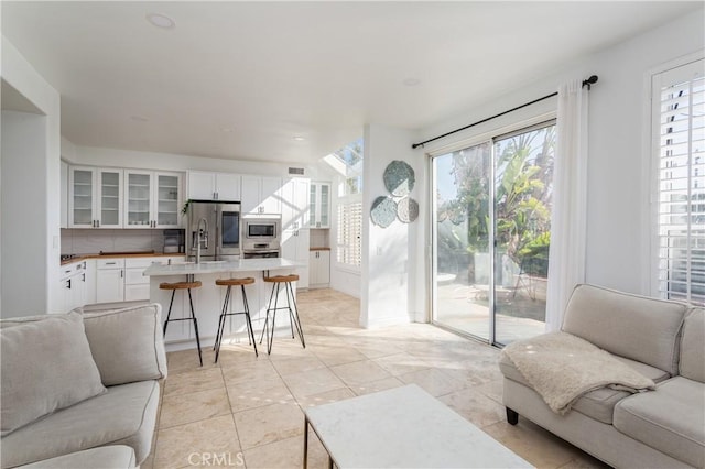 view of tiled living room