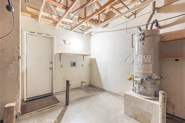 basement with water heater