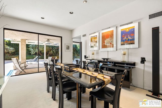 view of carpeted dining space