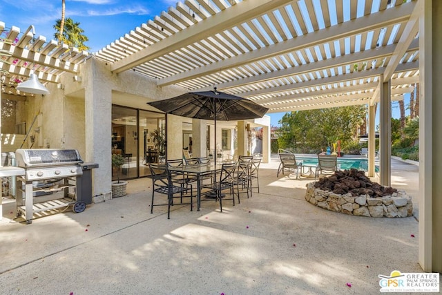 view of patio / terrace with a pergola and grilling area