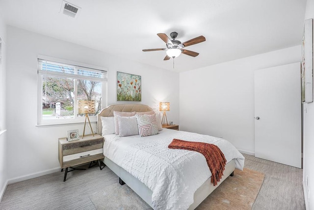 bedroom featuring ceiling fan