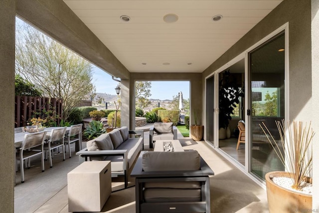 view of patio featuring an outdoor hangout area