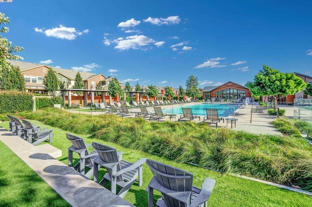 view of pool with a gazebo