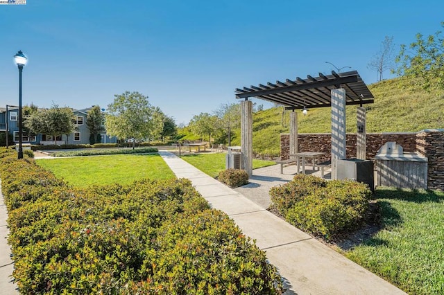 view of yard featuring a pergola