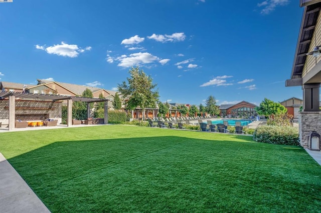 view of yard with a pergola