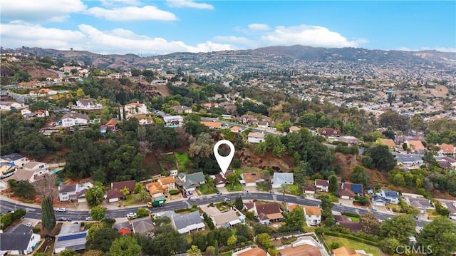 aerial view with a mountain view