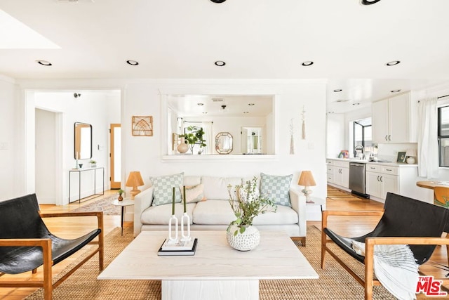 living room featuring light hardwood / wood-style floors