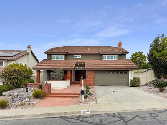 view of front of house with a garage