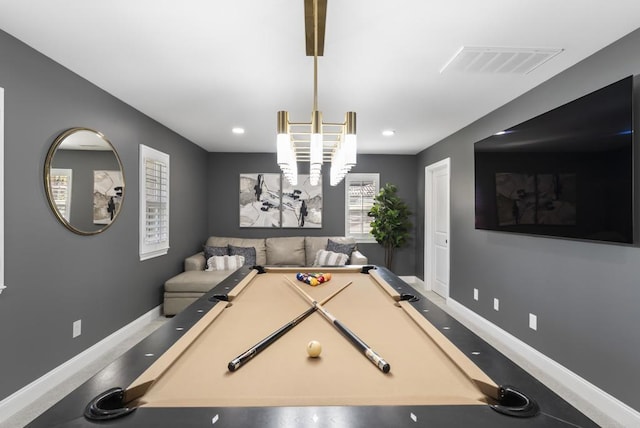 rec room with billiards