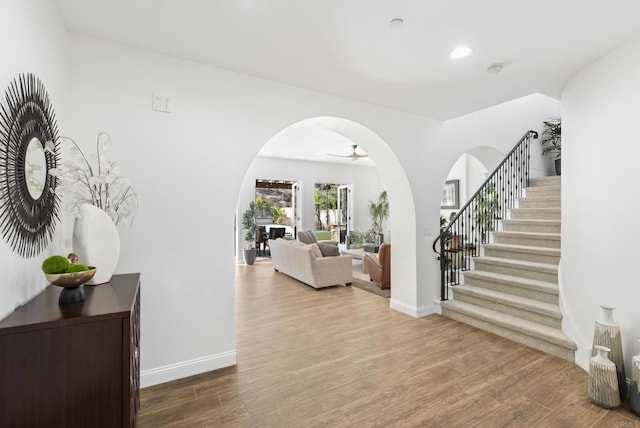 foyer featuring wood-type flooring