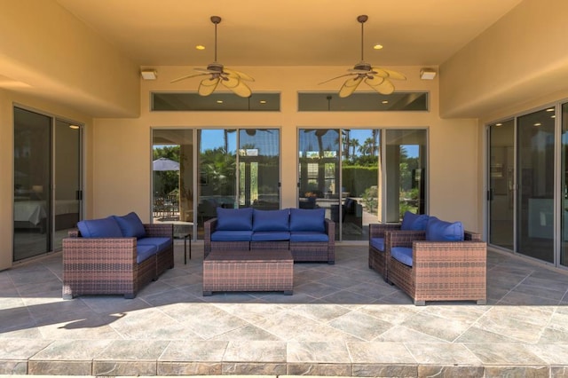 view of patio / terrace featuring an outdoor hangout area and ceiling fan