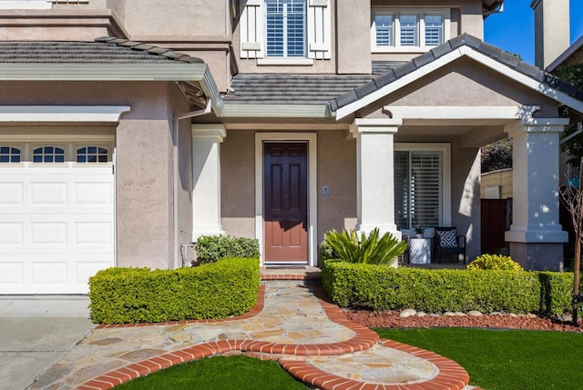 property entrance featuring a garage