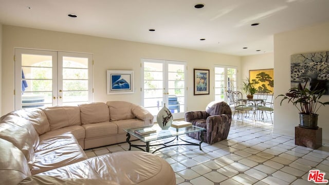 living room with french doors