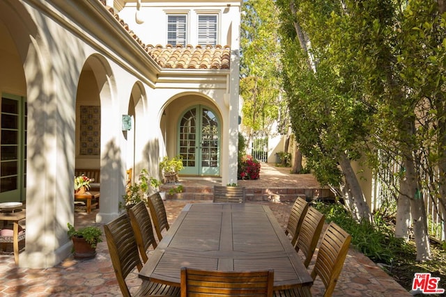 view of patio / terrace featuring french doors