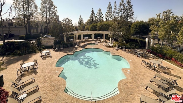 view of swimming pool with a patio