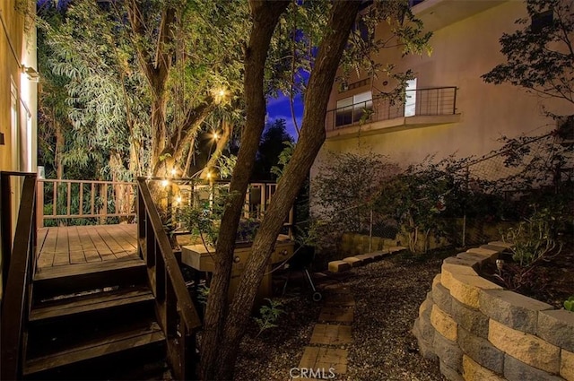 view of yard featuring a deck