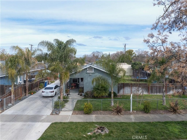 view of front facade featuring a trampoline and a front yard