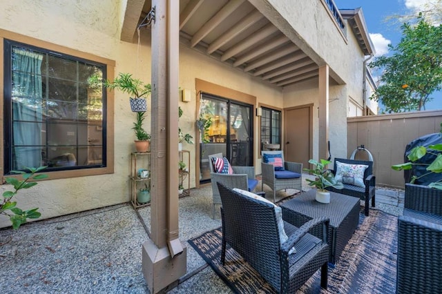 view of patio featuring an outdoor hangout area