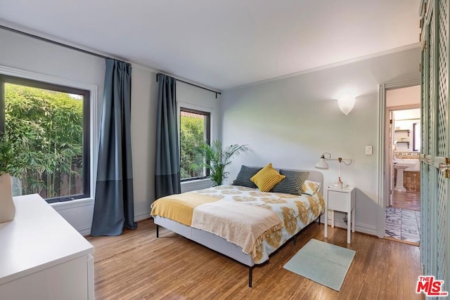 bedroom featuring wood-type flooring