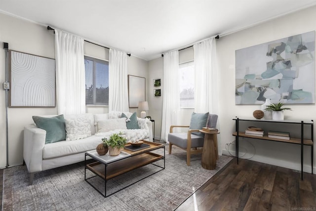 living room with hardwood / wood-style floors