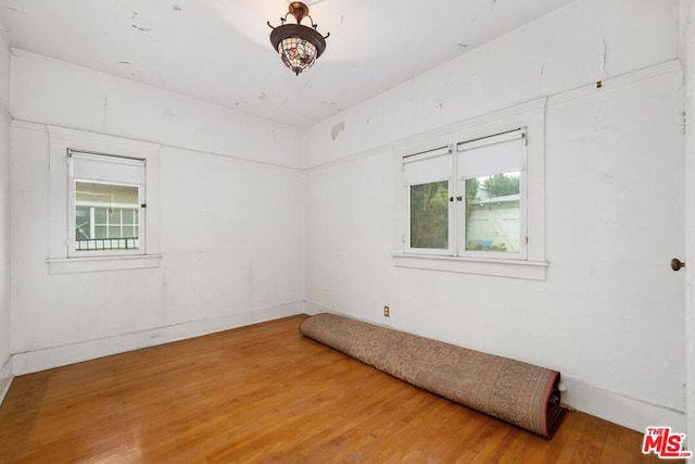 unfurnished room with hardwood / wood-style flooring