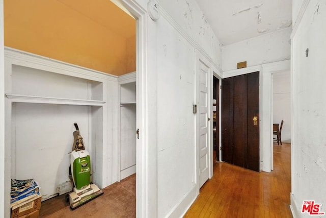 hallway with wood-type flooring