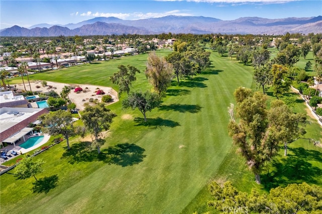 bird's eye view with a mountain view