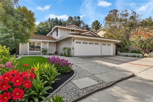 view of front of house with a garage