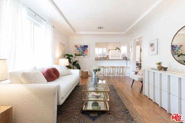 living room with hardwood / wood-style floors