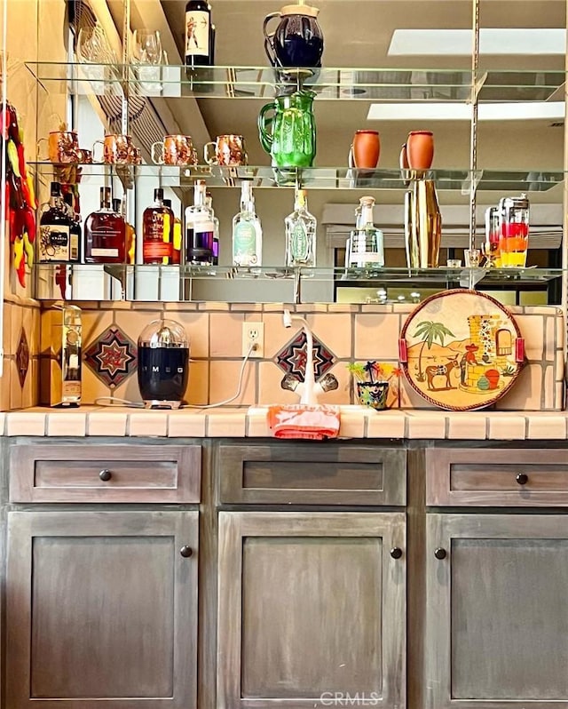 bar with decorative backsplash