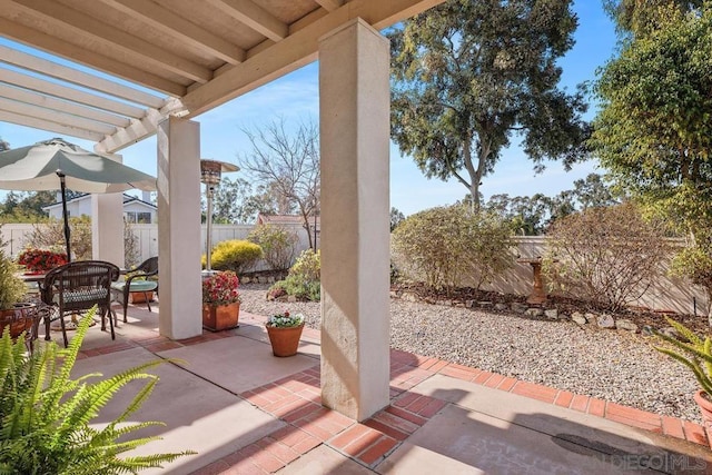 view of patio / terrace featuring a pergola