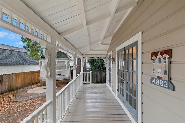 deck featuring covered porch