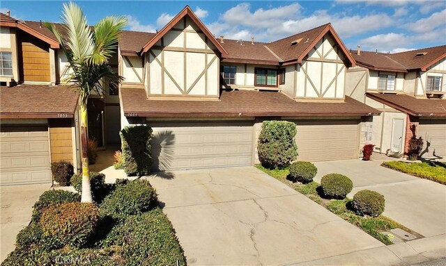 tudor house with a garage