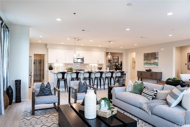 living room featuring light hardwood / wood-style flooring