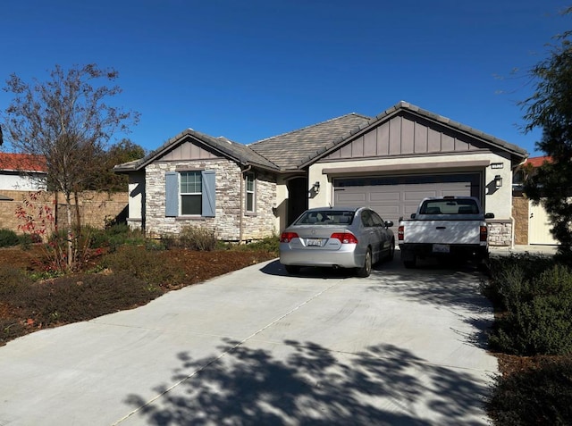 single story home with a garage