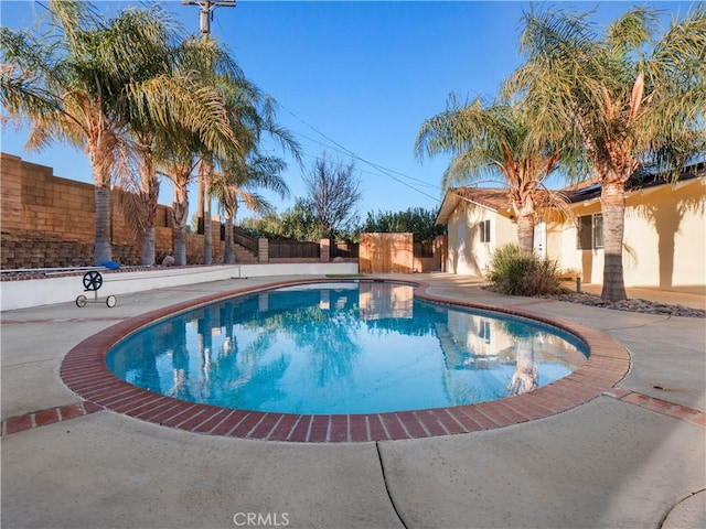 view of swimming pool featuring a patio