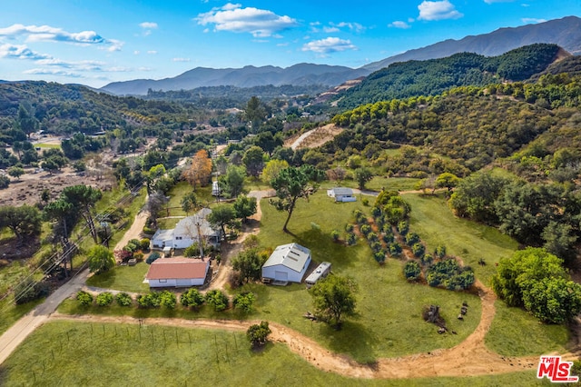 birds eye view of property featuring a mountain view