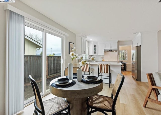 dining space with a healthy amount of sunlight and light wood-type flooring