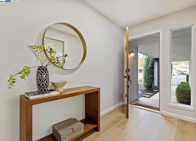 foyer featuring light wood-type flooring