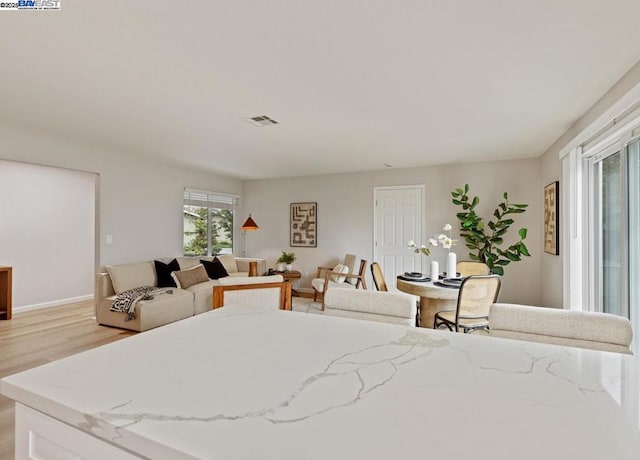 interior space with light hardwood / wood-style floors