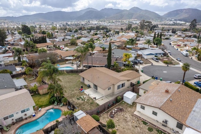 bird's eye view with a mountain view