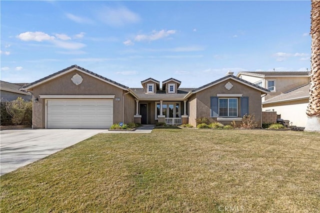 view of front facade featuring a garage and a front yard