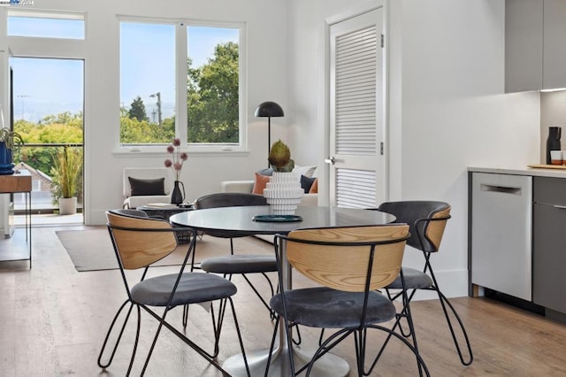 dining space featuring light hardwood / wood-style floors