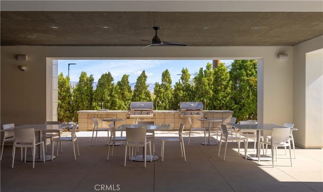 3712 Ambassador Dr, Palm Springs, CA 92262 - view of patio / terrace featuring outdoor dining space and ceiling fan