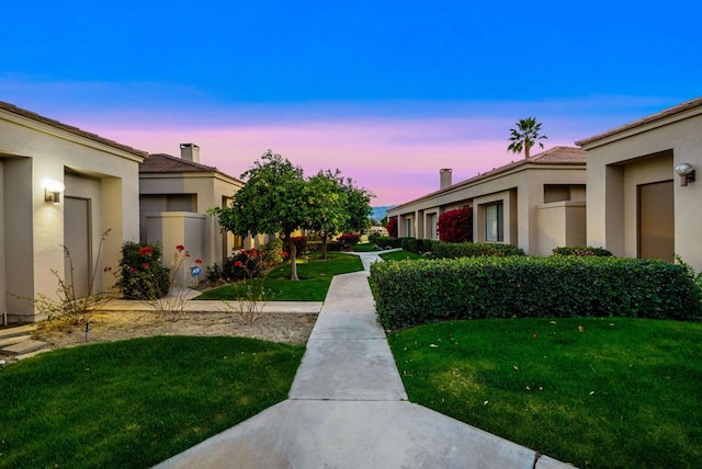 view of yard at dusk