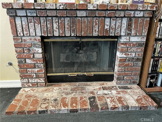 room details with a brick fireplace