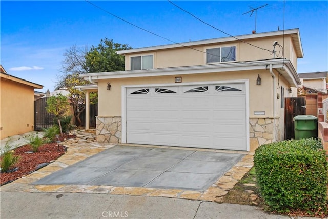 front facade with a garage