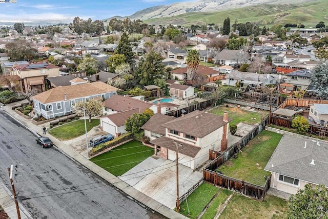 aerial view featuring a mountain view