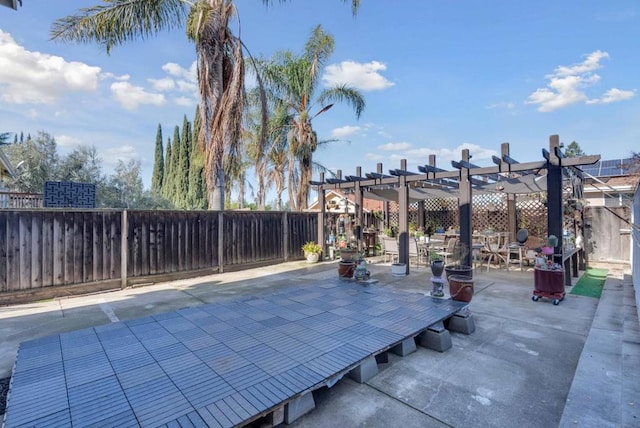 view of swimming pool with a pergola and a patio