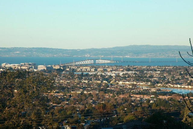 view of mountain feature featuring a water view